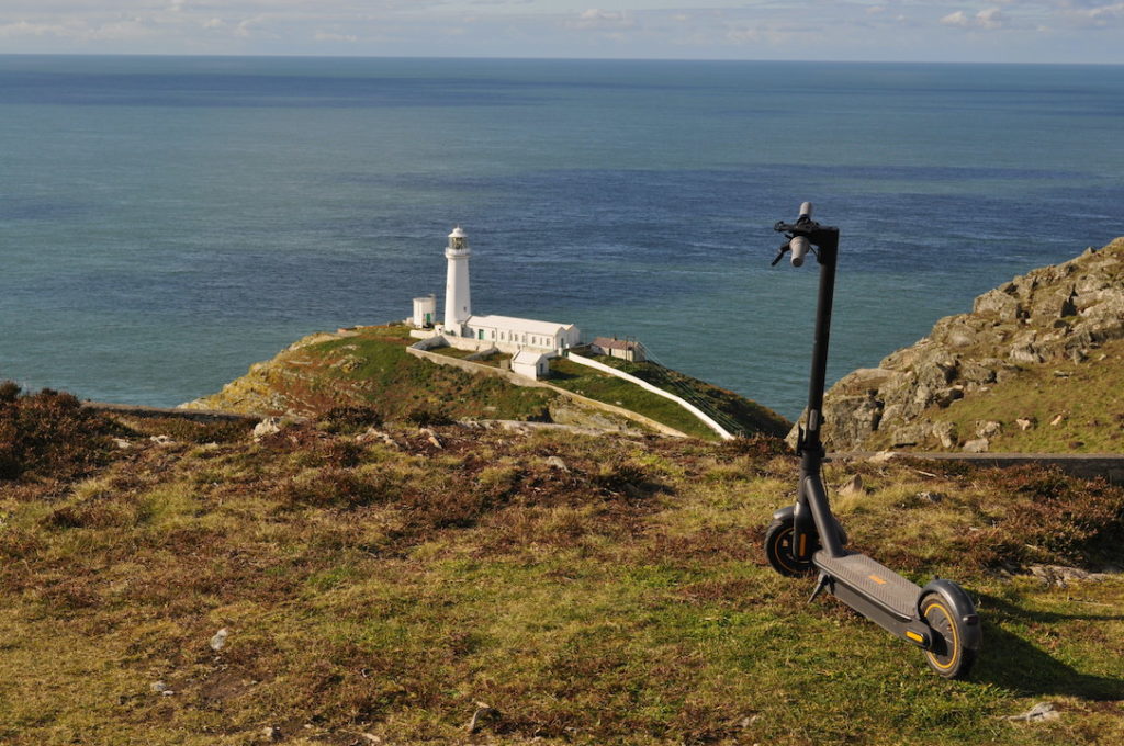 Riding my electric scooter around anglesey